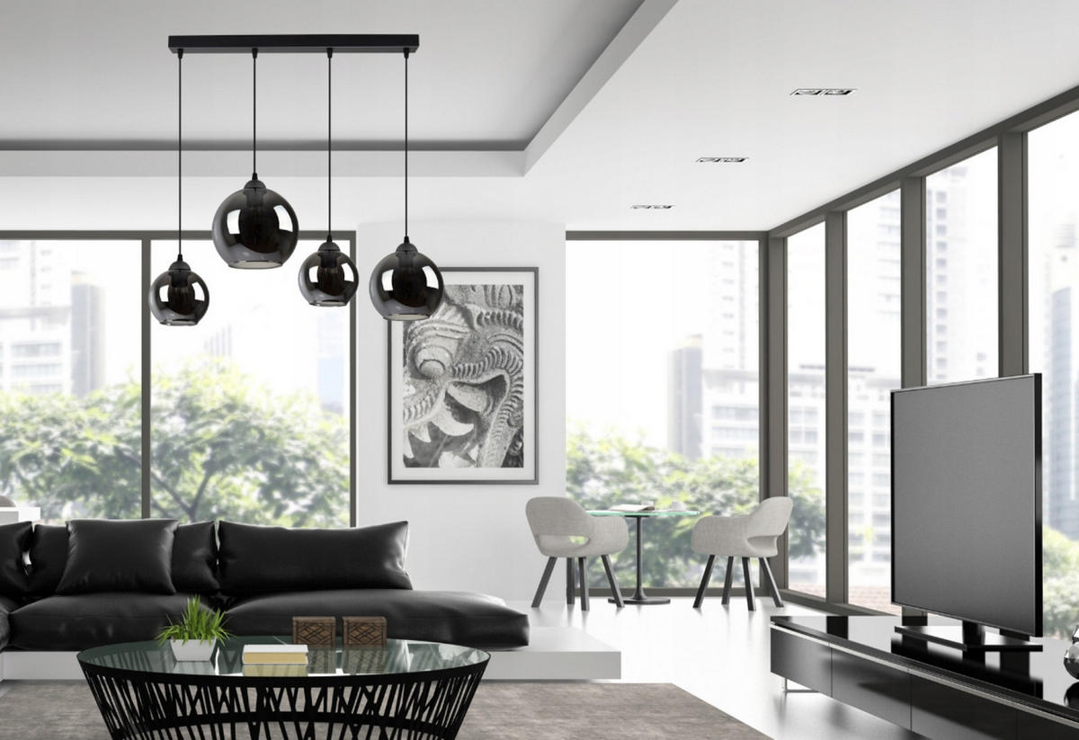 PENDELLEUCHTE HAGEN - Transparent/Anthrazit, Glas/Metall (20/90/80cm) - kiki design