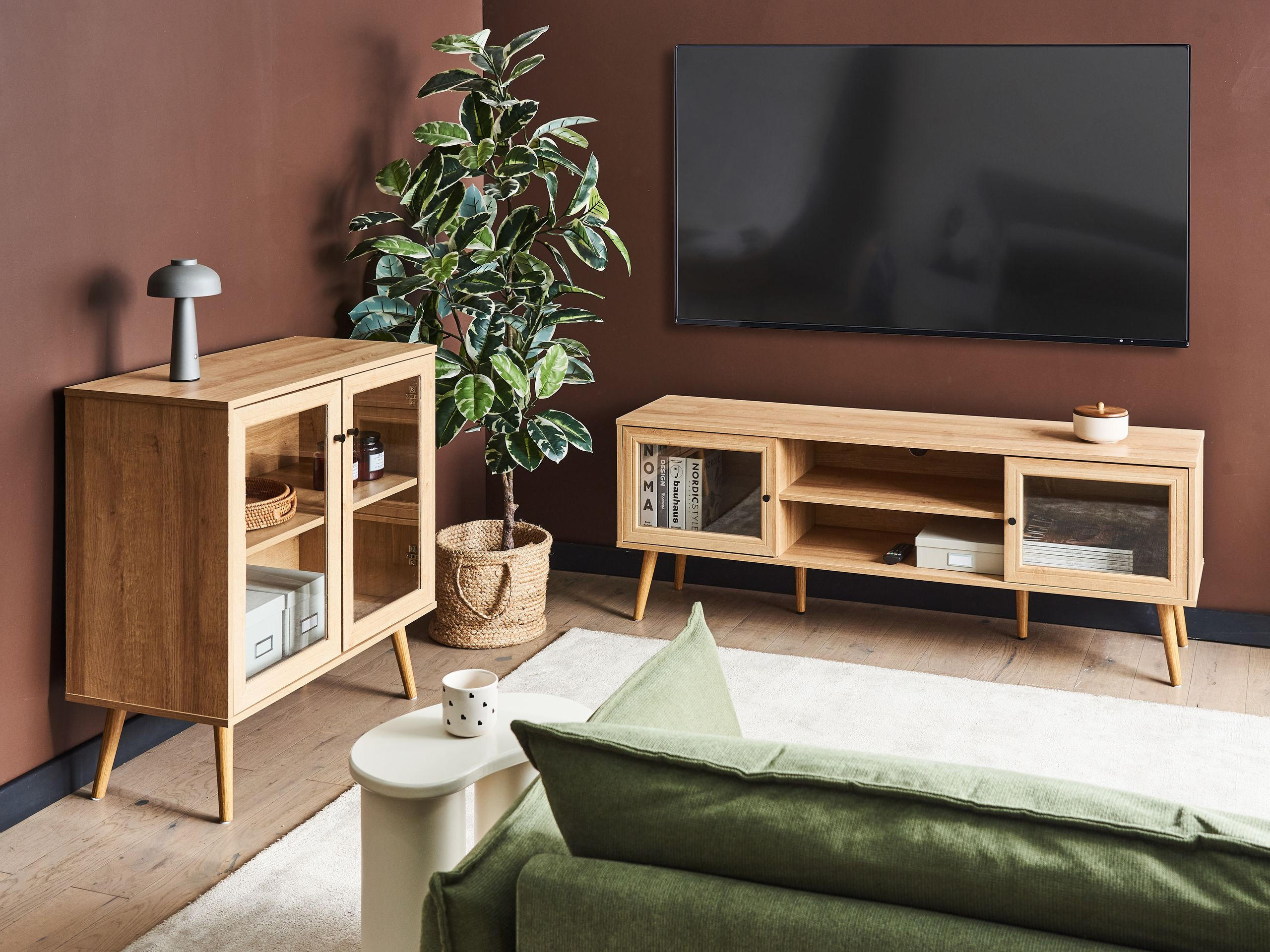 TV-MÖBEL Heller Holzfarbton Albany - Hellbraun, Holzwerkstoff (150/56/39cm) - Beliani