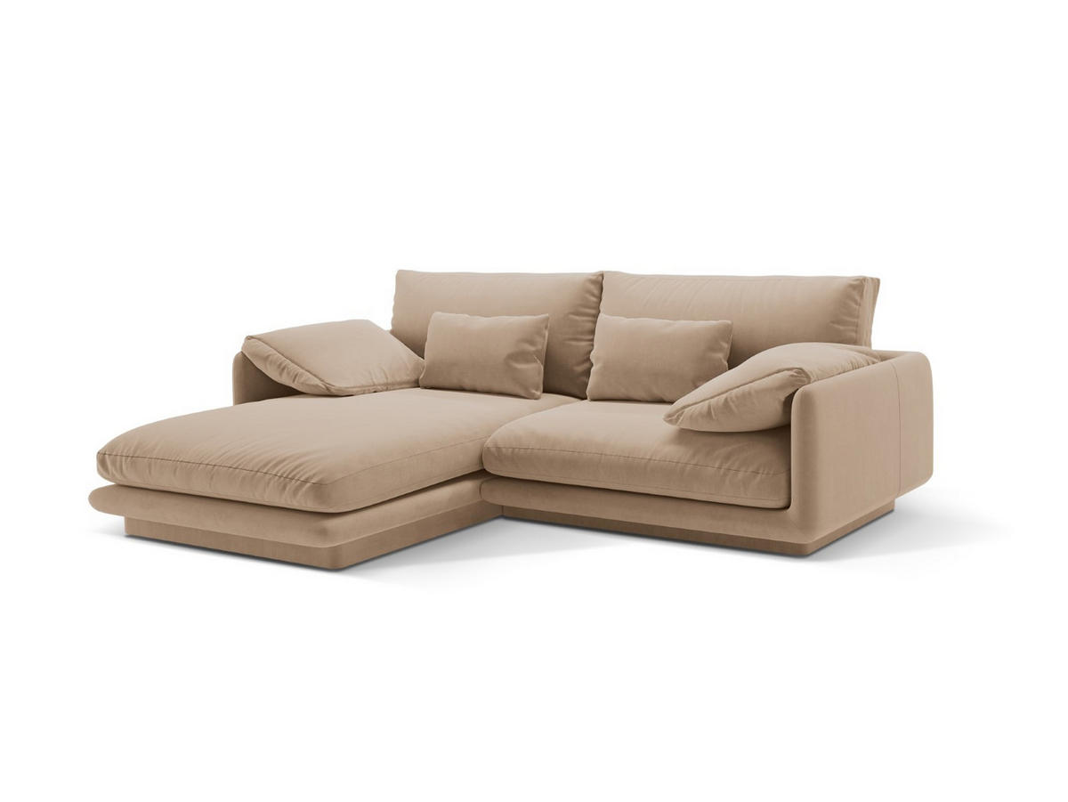 ECKSOFA links Torino aus Samt sandfarben 3 Sitzplätze - Sandfarben, Textil (170/220cm) - Micadoni