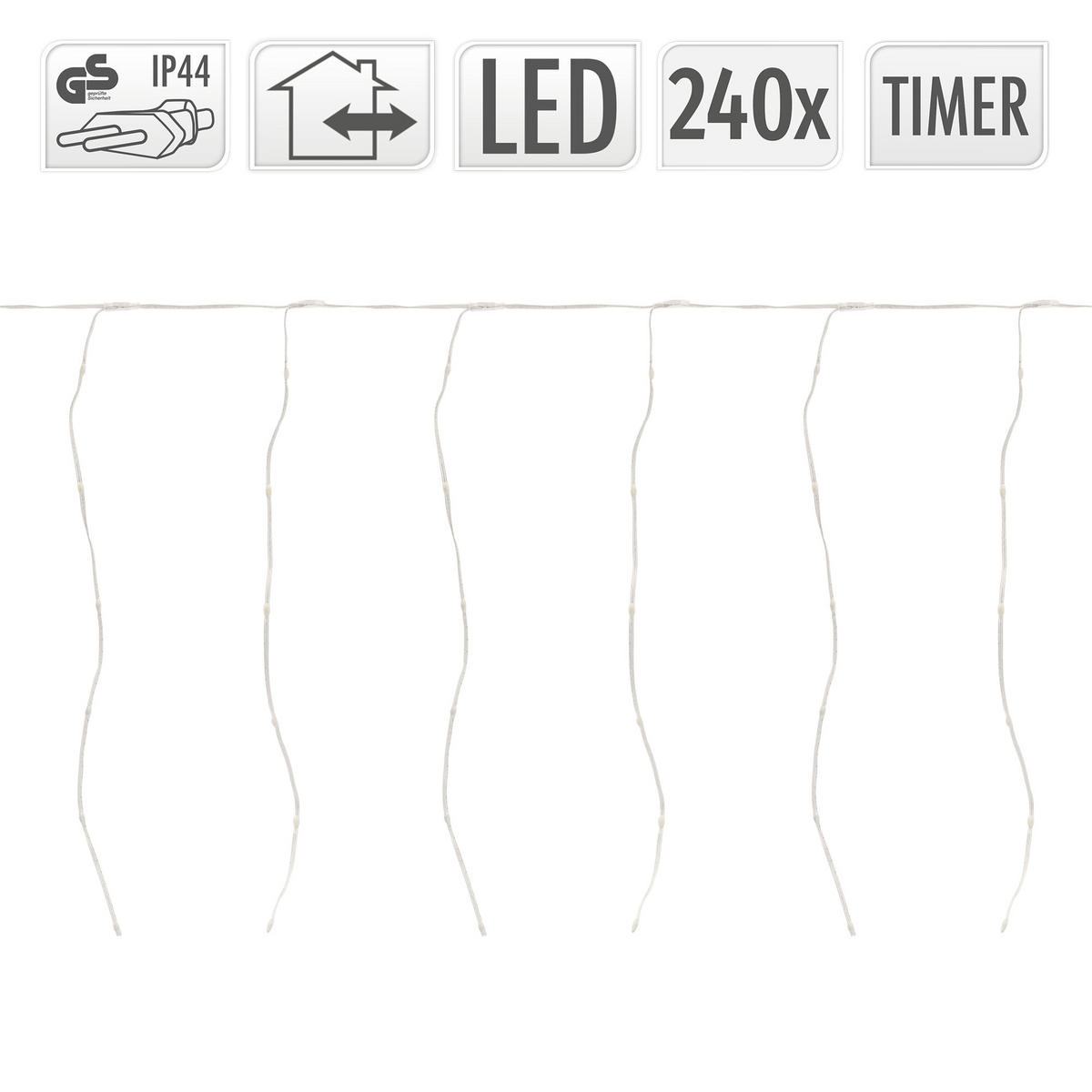 LED LICHTERVORHANG 600 cm Warmweiß - Weiß, Kunststoff (1100cm) - ECD-Germany