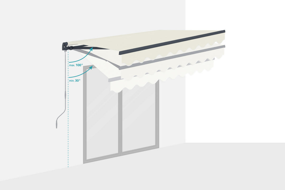 EINTEILIGE MARKISE Vecchio Beige 2,5m x 2m - Premium-Leinwand 320g/m² - Beige, Metall (250/270/200cm) - Cazeboo