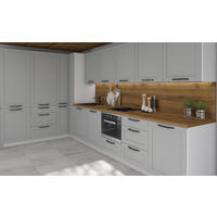 KÜCHENLEERBLOCK Oslo weiß matt / dust grey matt 212cm / 392cm / 207cm 13-teilig mit Teilauszug (Blum Metabox) - Weiß/Grau, Holzwerkstoff/Metall (212/207/392cm) - Feldmann-Wohnen