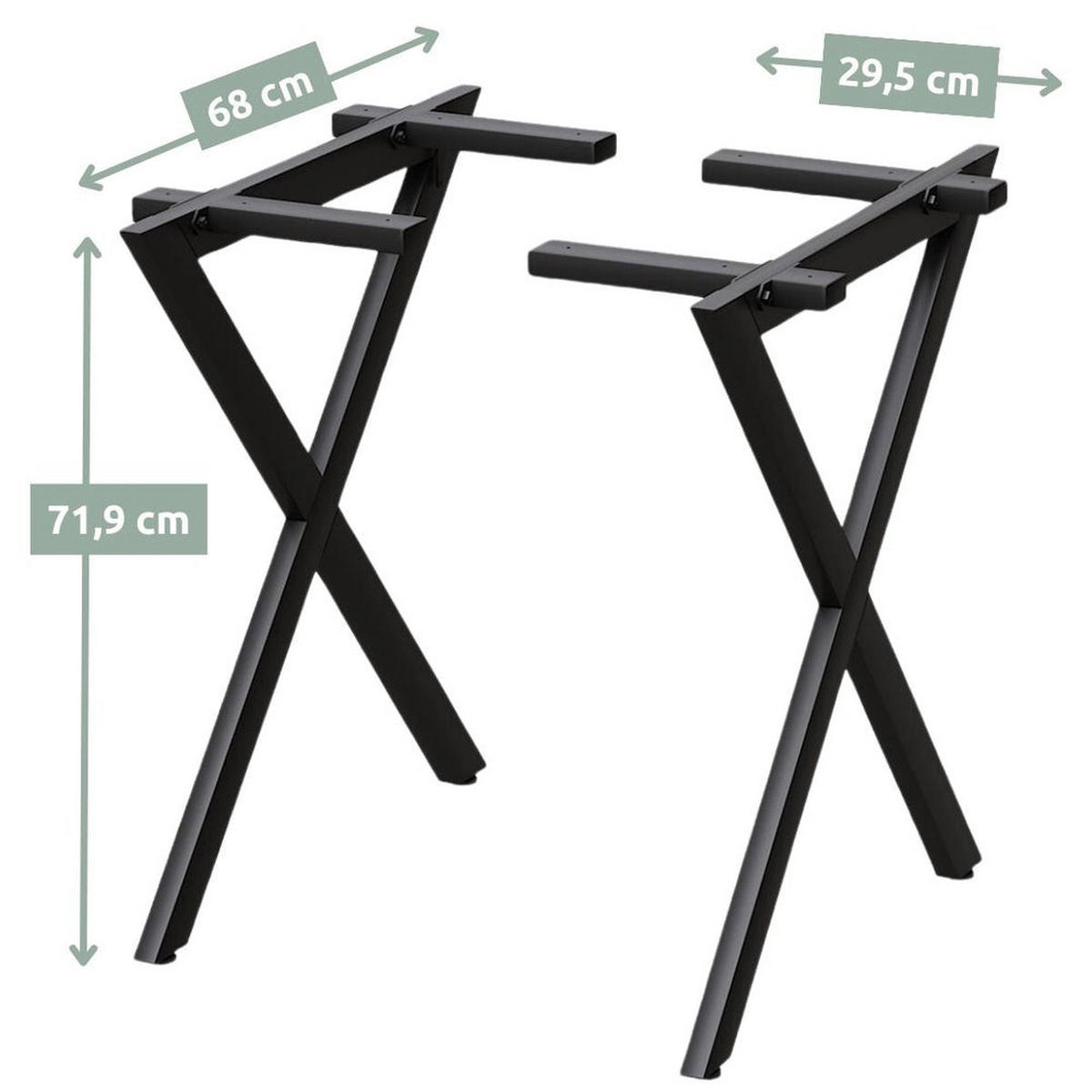 TISCHGESTELL X-Struktur - Schwarz, Metall (68/71.9/29.5cm) - holz4home®