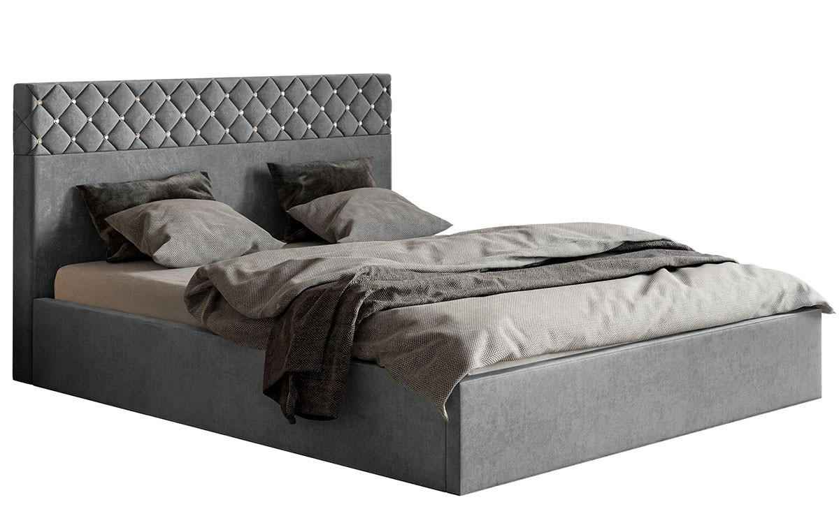 BETT Grau OLDO 4 Gepolstert Mit Bettkasten 180x200 cm - Grau, Textil (180/200cm) - Sepro Meble