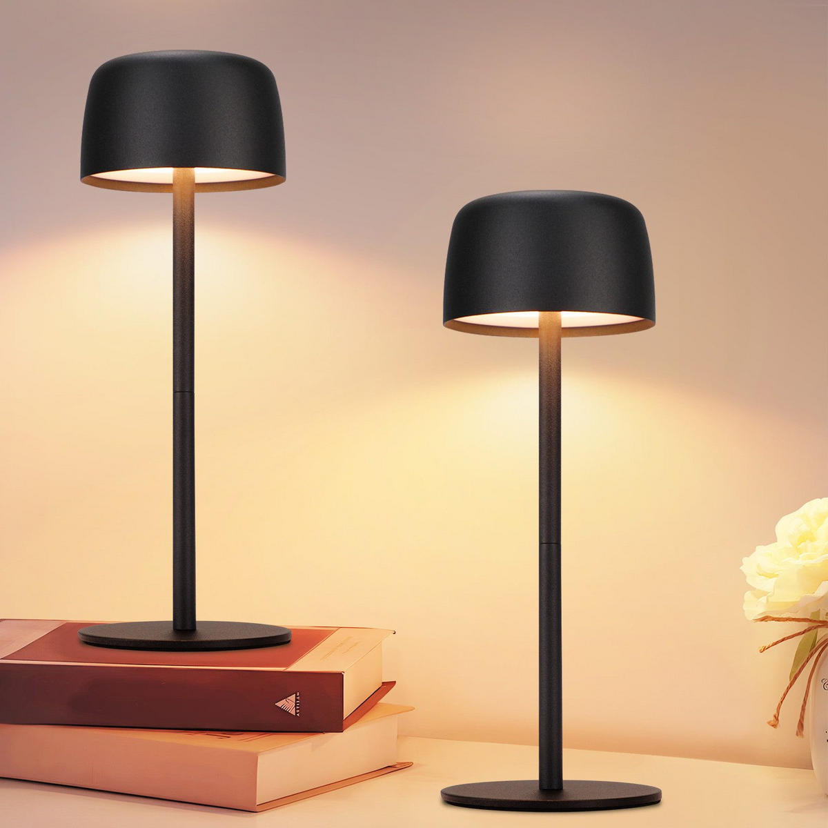 LED stolní lampa Aannecke 9/9/25cm (sada 2 ks) - černá, kov (9/9/25cm) - Nettlife