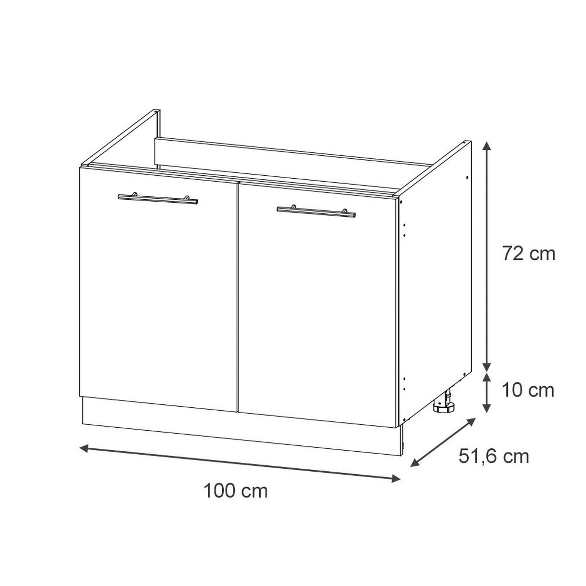 SPÜLENUNTERSCHRANK Fame-Line, Bordeaux Hochglanz/Weiß, 100 cm, AP Anthrazit - Bordeaux/Weiß, Holzwerkstoff (100/82/60cm) - Vicco