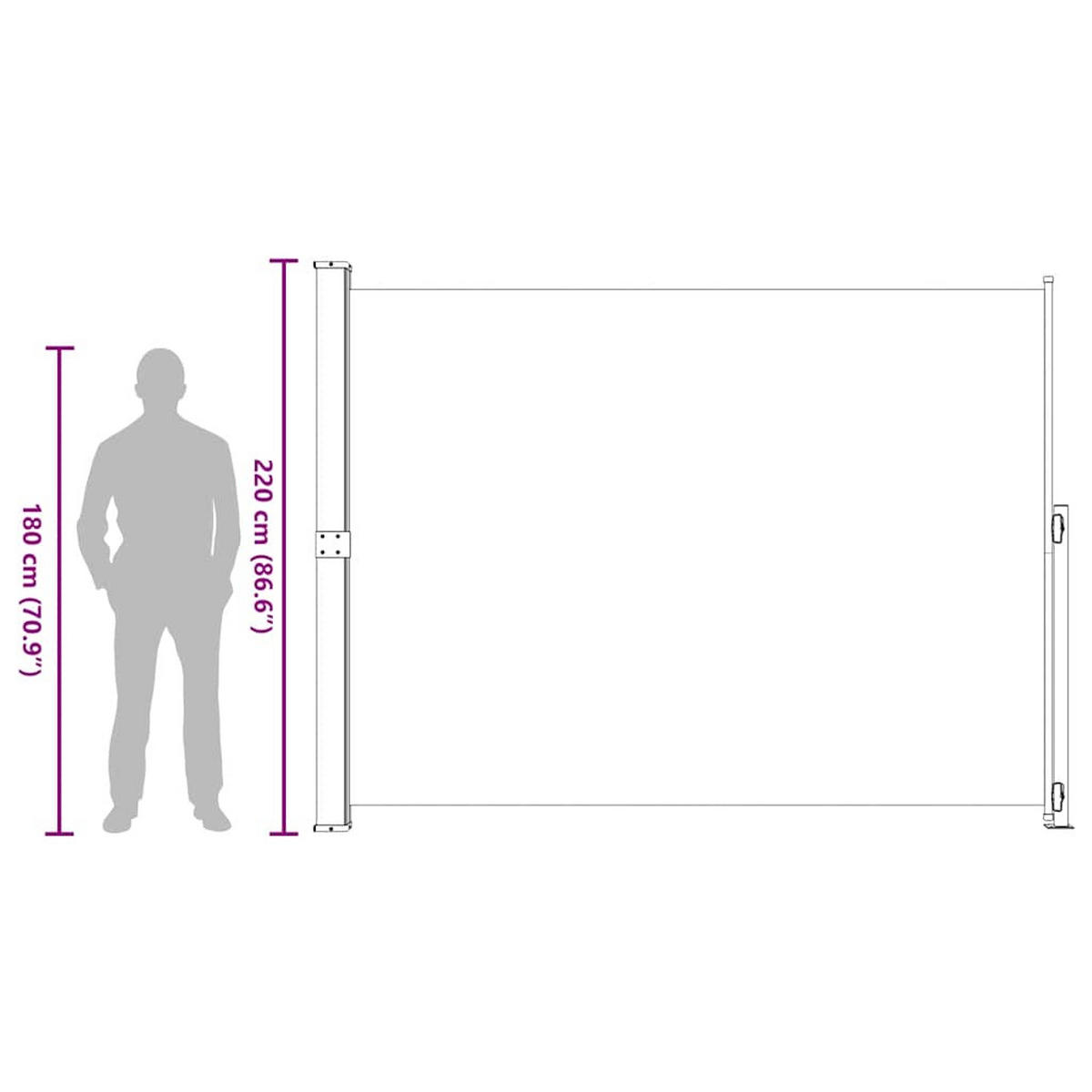 SEITENMARKISE Ausziehbar 220/300 Cm Grau - Grau, Textil (220/300cm) - vidaXL