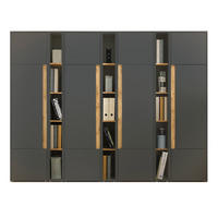 AKTENSCHRANK Set 7-teilig grau matt, Eiche Wotan 260 x 200 cm, Schrank-Regal-Kombination mit 35 Fächern - Eichefarben/Eiche Wotan, Holzwerkstoff/Kunststoff (260/200/40cm) - Furn.Design