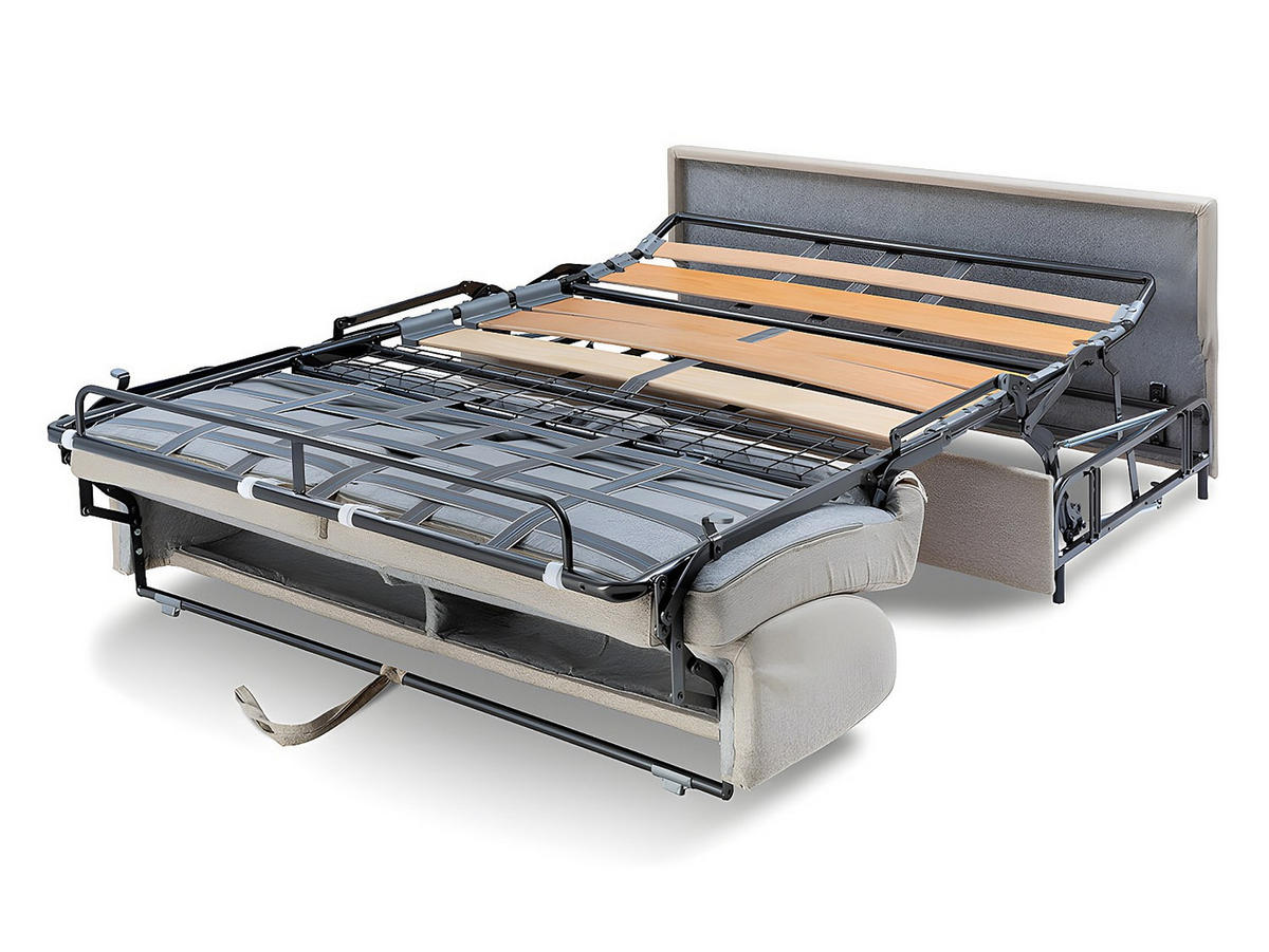 SCHLAFSOFA 4-Sitzer - Liegefläche mit Lattenrost: 160 cm - Matratze: 22 cm mit Memory Schaum - Stoff - Grau - VIZIR - Grau, Textil (216/110/223cm) - Vente-Unique