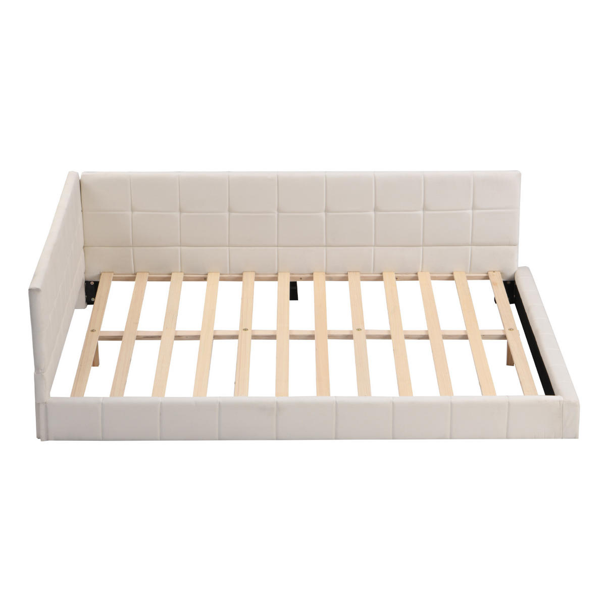 POLSTERBETT 140/200 cm Beige aus Samt mit Lattenrost und Sofa-Funktion - Beige, Textil (140/200cm) - Flora Grace