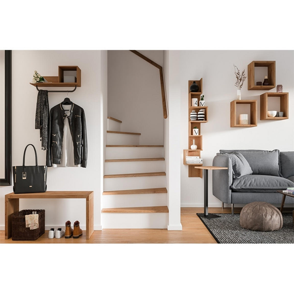 BEISTELLTISCH BO aus Eiche - Beige, Holz (43/32/66cm) - WOODEK