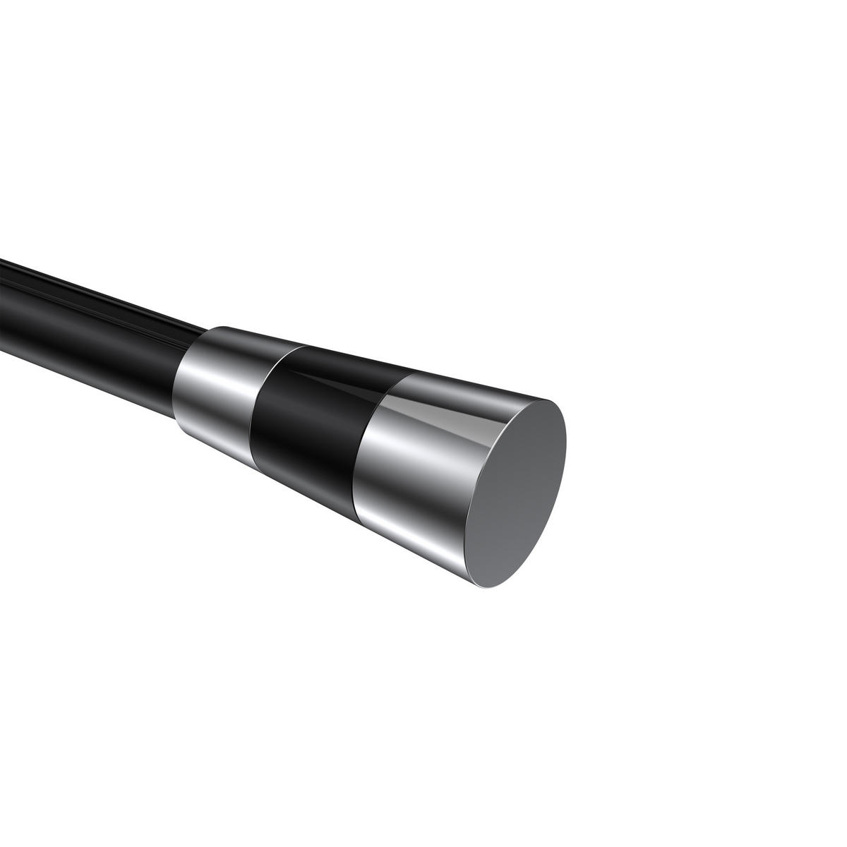 ENDSTÜCKE FÜR GARDINENSTANGEN 20 mm Ø, Tanara Chrom/Schwarz, Packung 2 Stück - Chromfarben/Schwarz, Metall (6.5/3.2/3.2cm) - INTERDECO