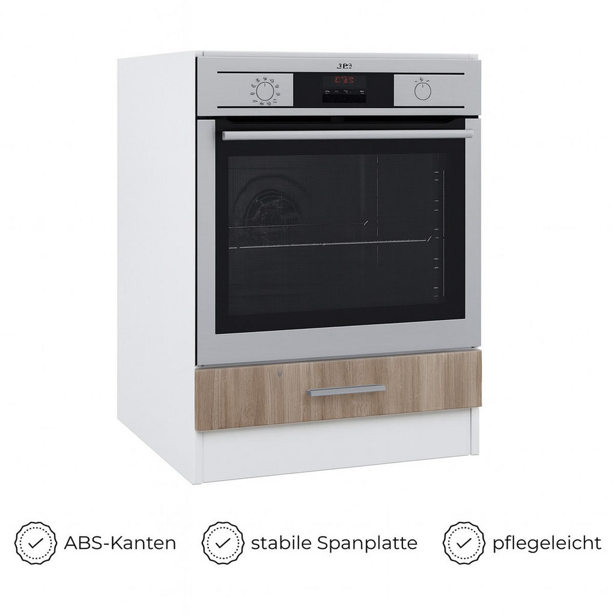 UNTERSCHRANK 60 cm – Backofenschrank für Einbauherd, Sonoma Eiche - Sonoma Eiche, Holzwerkstoff (60/83/55cm) - Kontor-Hermsen