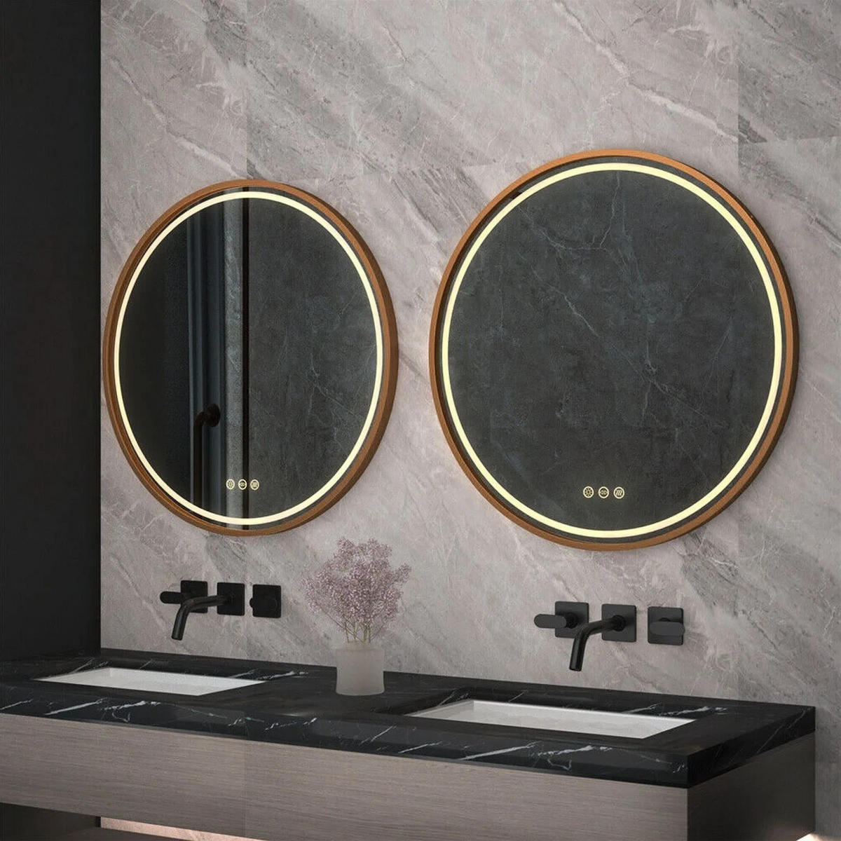 SPIEGEL Rea Led 70cm Mmj Brush Copper - Kupferfarben, Glas (70/70/2cm) - REA