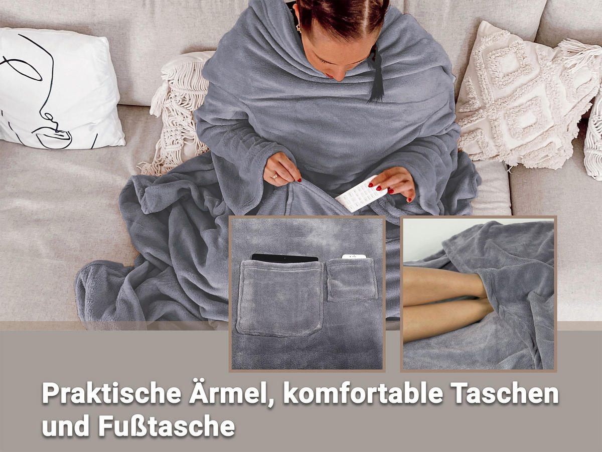 KUSCHELDECKE, 170x200 cm, 100% Polyester, Grau - Taupe, Textil (170/200cm) - Zollner