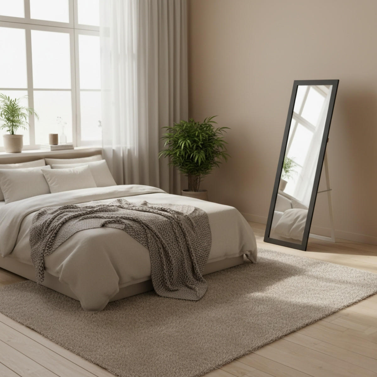 STANDSPIEGEL Havlys 127/37 cm - Schwarz, Glas (37/127/2cm) - EDAXO