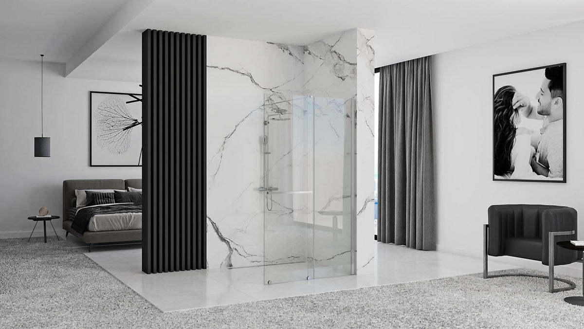 DUSCHWAND Rea Cortis 120 - Chromfarben, Glas (120.5/199.5cm) - REA
