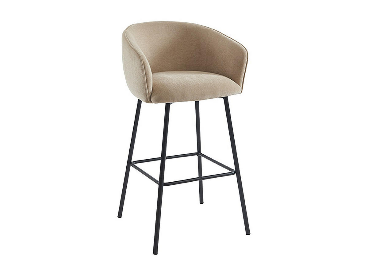 BARHOCKER 2er-Set - Stoff & schwarzes Metall - Beige - LAZONI - Beige, Textil (54/101/52cm) - Pascal Morabito