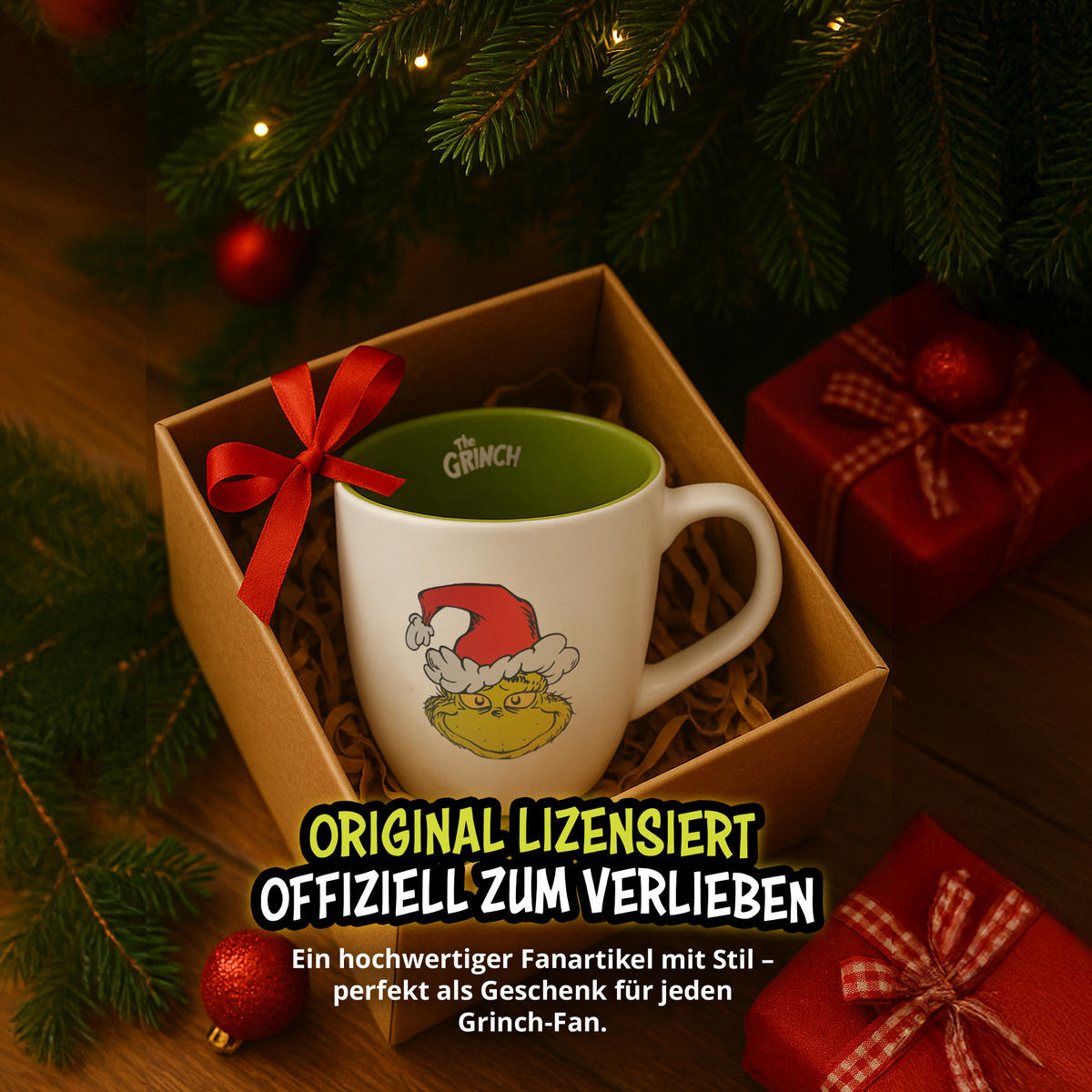 KAFFEEBECHER The Grinch Weiß/Grün 350 ml - Grün, Keramik (0.35L) - United Labels