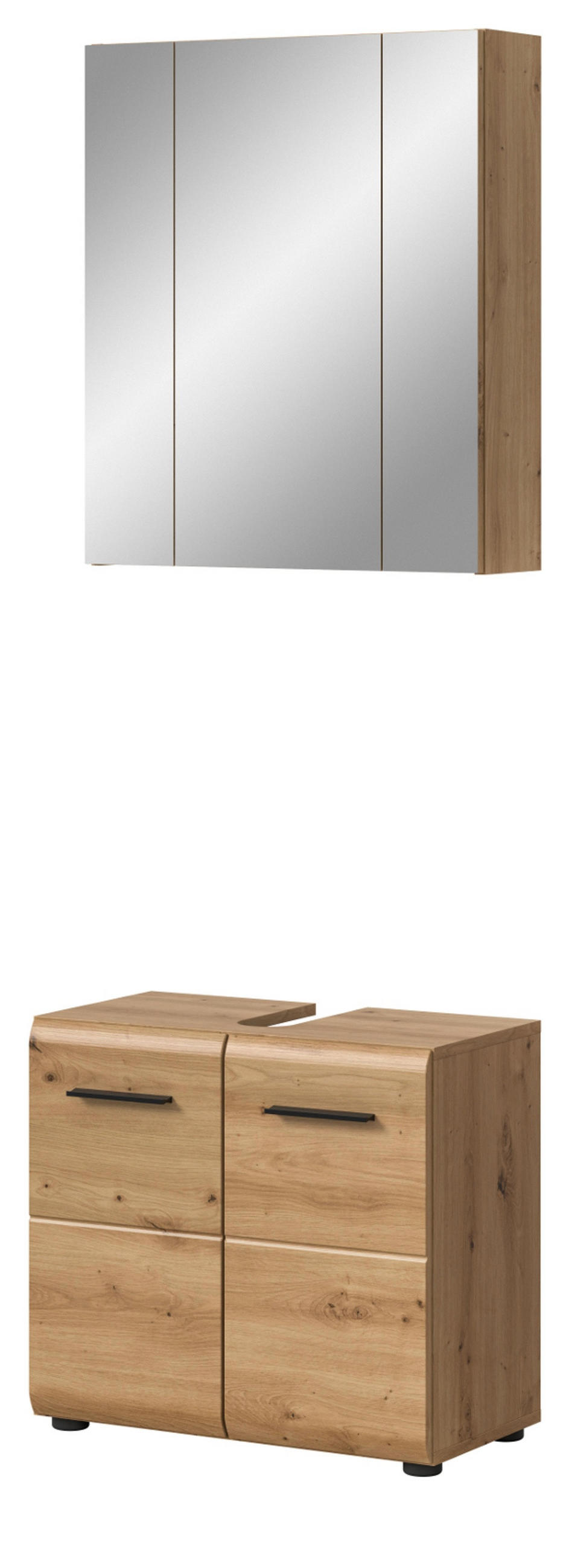 BADMÖBEL SET 2-teilig in Artisan Eiche, Badkombination 60 x 185 cm, Cover - Schwarz/Eiche Artisan, Glas/Holzwerkstoff (60/185/30cm) - Inn.Furn