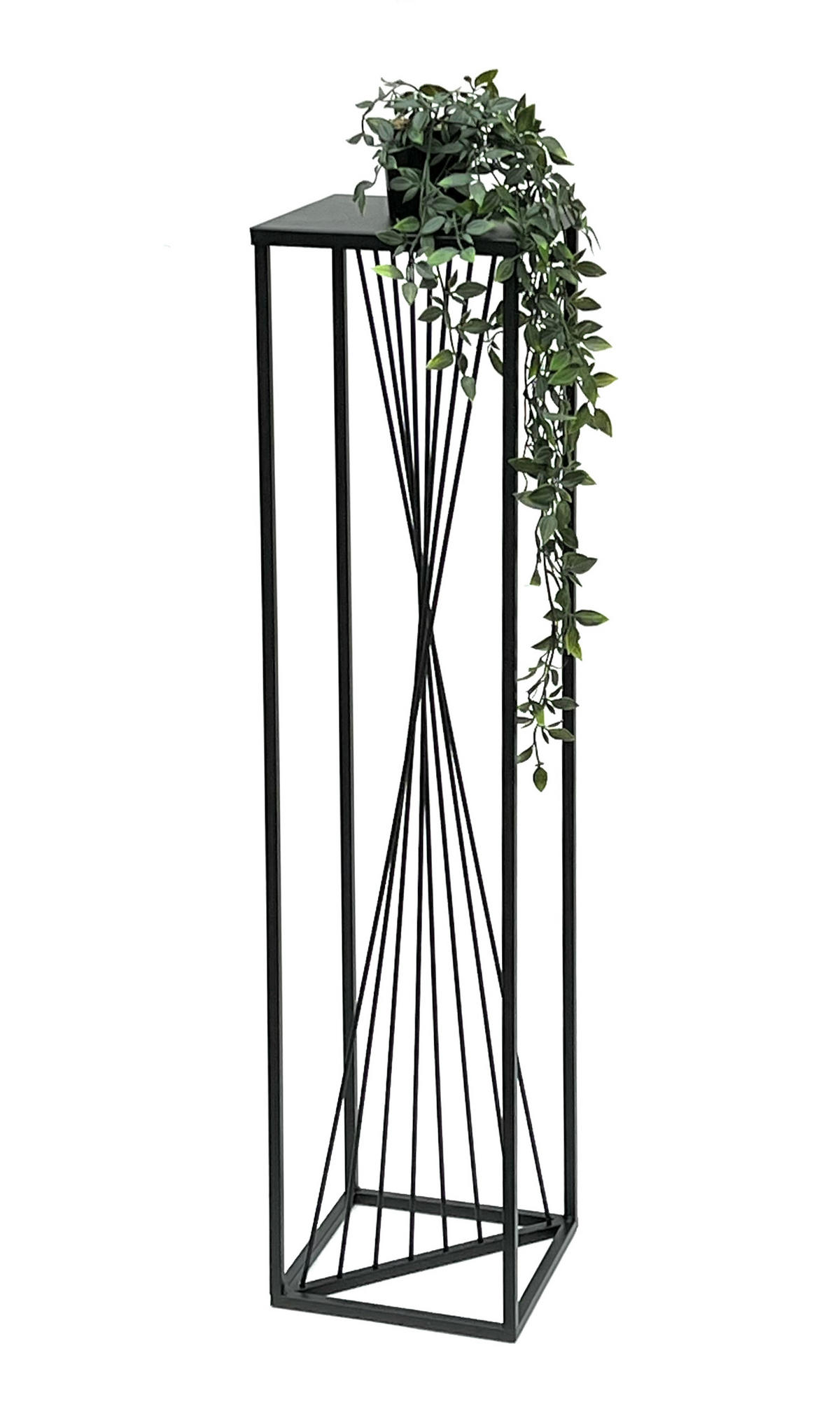 BLUMENHOCKER Eckig Metall Schwarz 100 cm 96458 - Schwarz, Metall (24/100/24cm) - DanDiBo