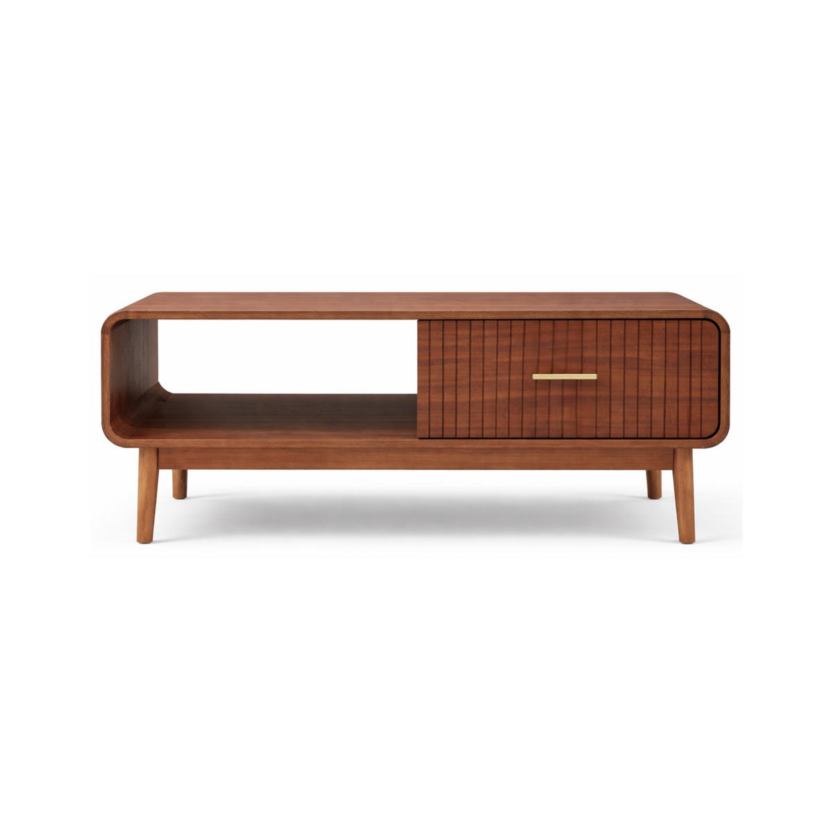 COUCHTISH Milo Couchtisch aus Walnussholz, Retro-Stil - Braun, Holz (105/50/45.5cm) - Sicaan