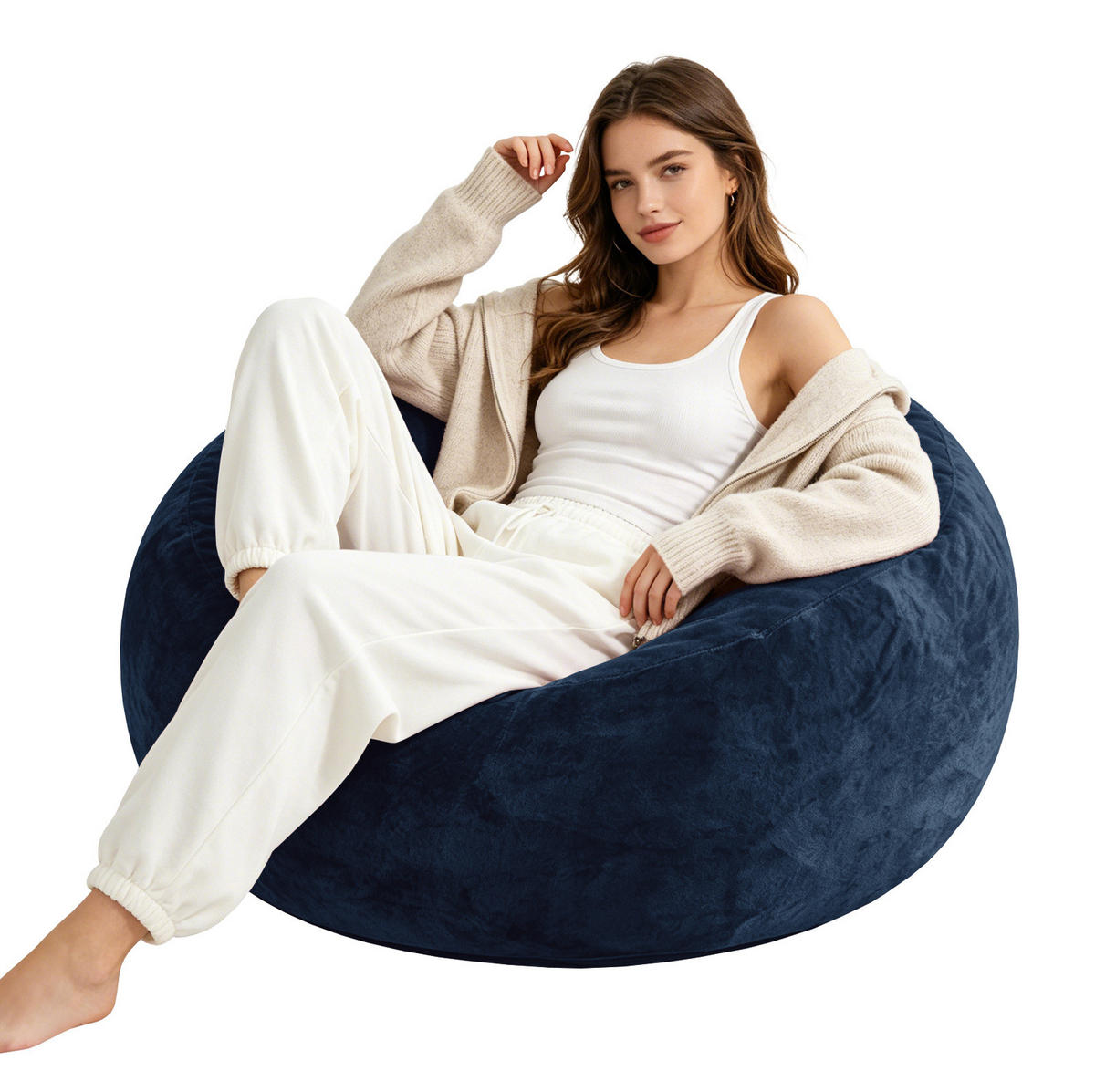 SITZSACK Sofa 122 cm Blue faltbar - Blau, Kunststoff (100/50/100cm) - Beauniv