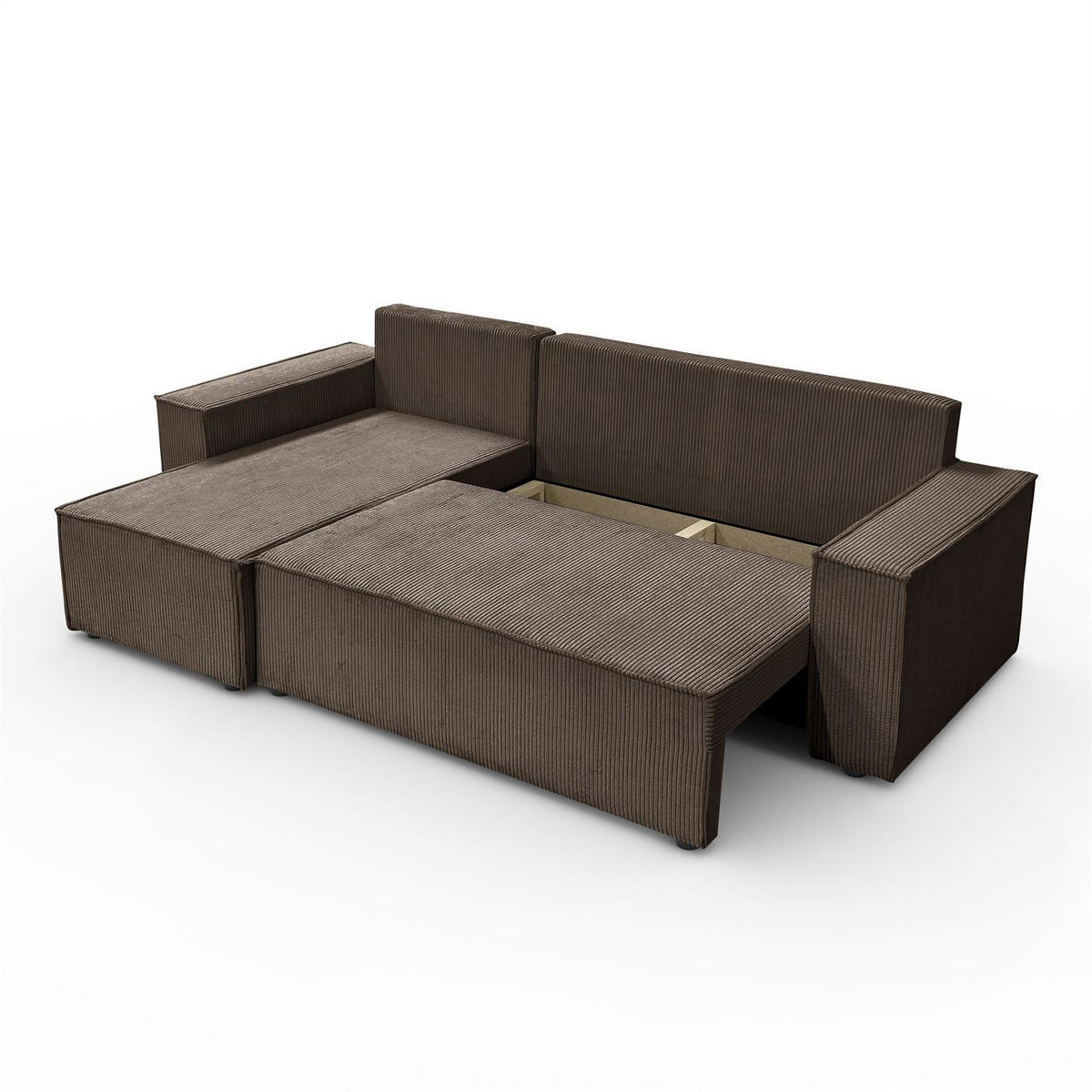 GEPOLSTERTES Ecksofa CARLOS L, Poso 06 - Braun, Textil (247/143cm) - Lookway