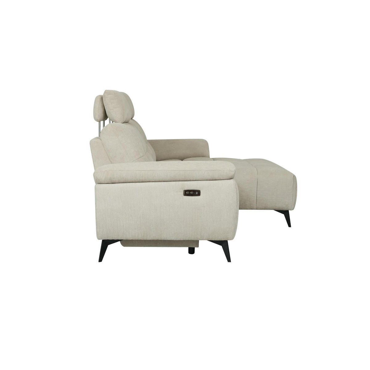 ECKSOFA Webstoff Creme Beige - Beige/Schwarz, Textil/Metall (268/156cm) - Furnhouse