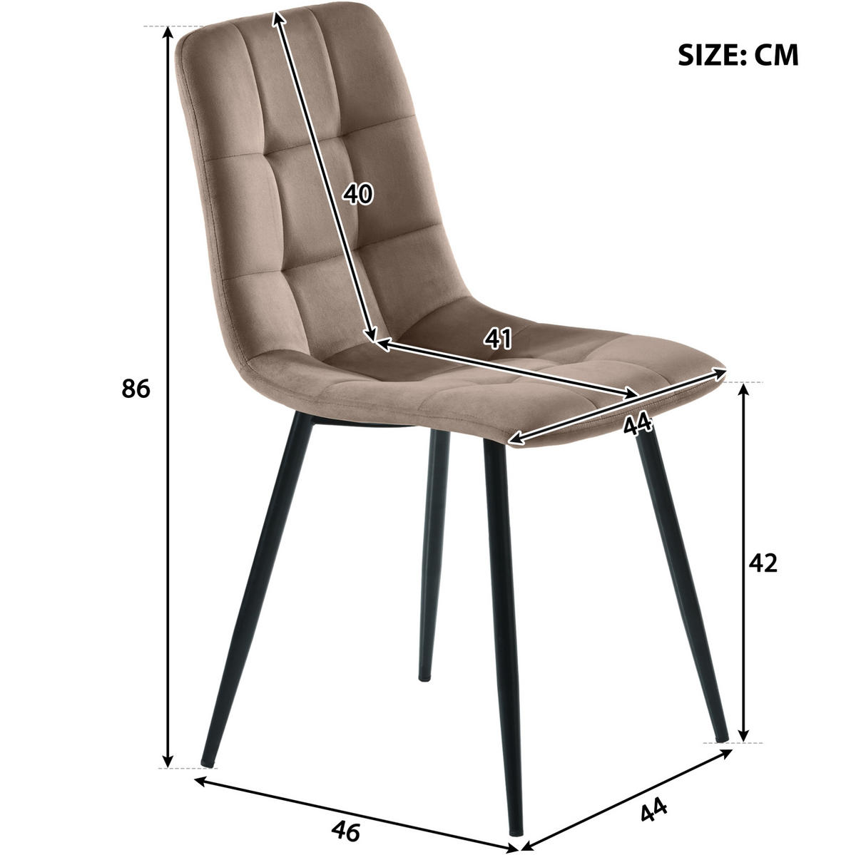 ESSZIMMERSTUHL 4er-Set Samt Braun mit Metallgestell - Braun, Metall (44/86/46cm) - Meubliv