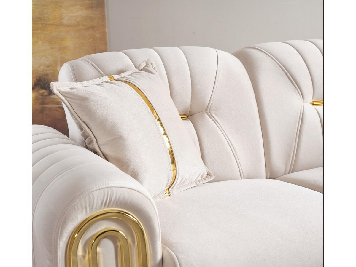 ECKSCHLAFSOFA Bogota Creme - Langer Schenkel Rechts - Creme, Holzwerkstoff/Metall (245/310cm)