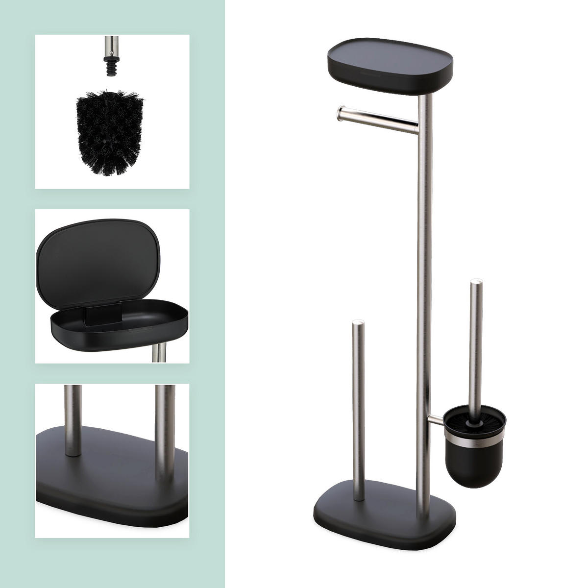 WC-GARNITUR - Multicolor, Kunststoff/Metall (31/69/16cm) - Relaxdays