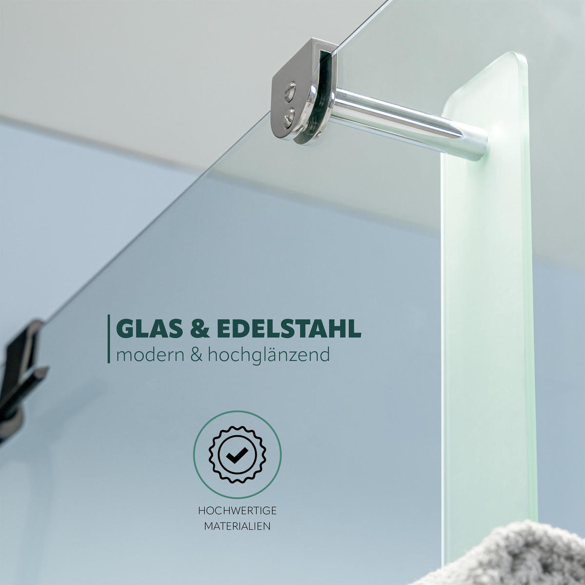 GLASHANDTUCHHALTER LUCENTE 2in1, aus Glas und Edelstahl - Chromfarben, Glas (18/60/12cm) - bremermann