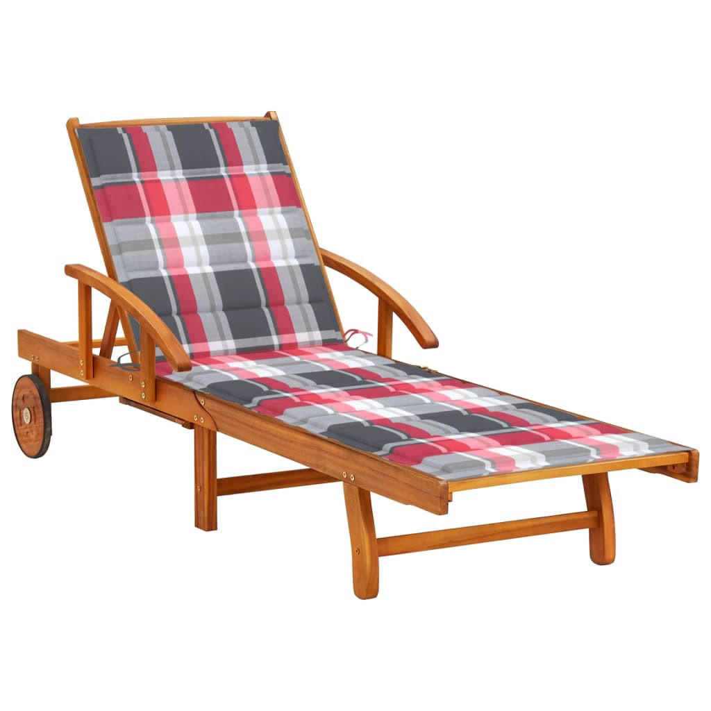 SONNENLIEGE mit Auflage Akazie Massivholz - Braun, Holz (67/85/200cm) - furnicato