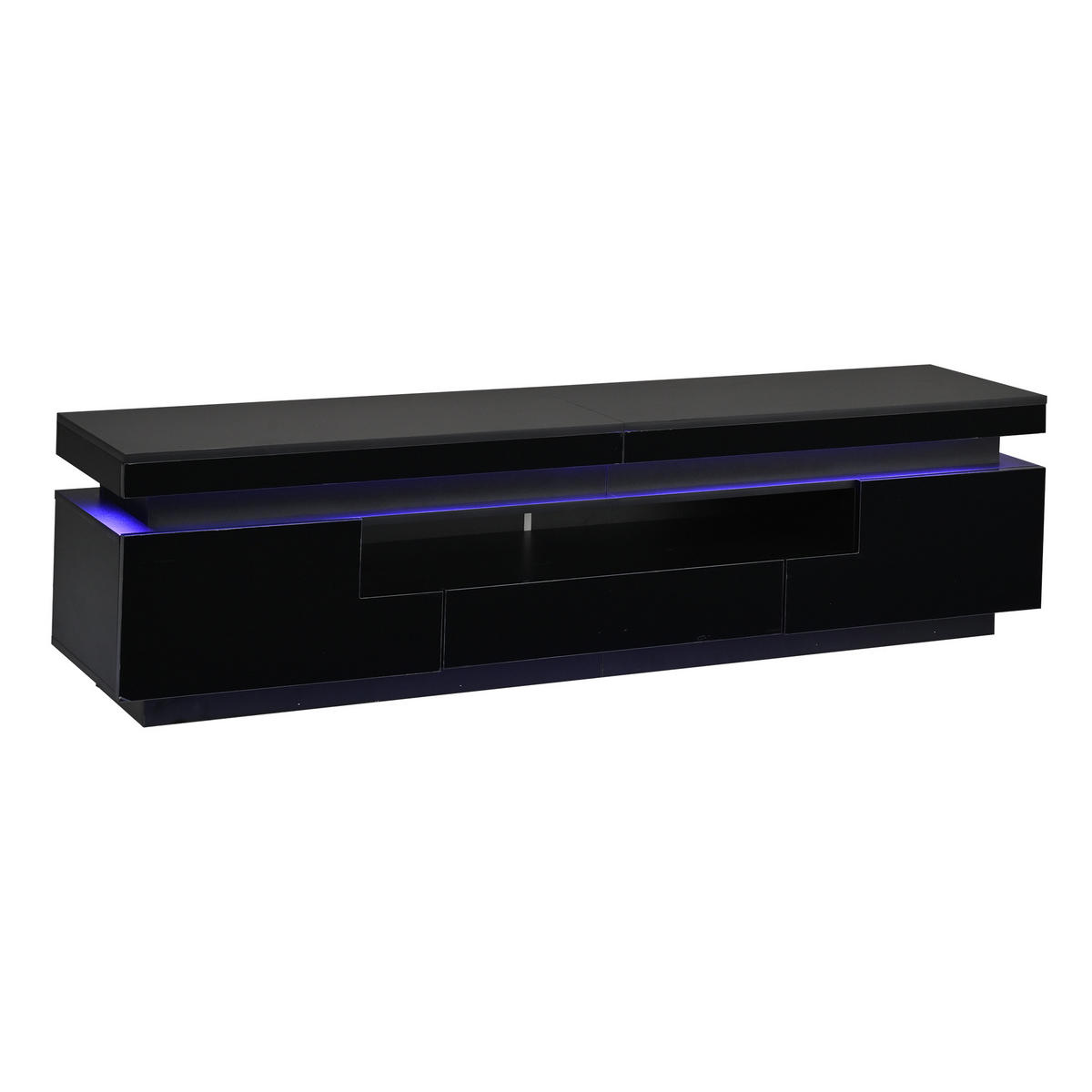 TV-ELEMENT 175/38/45 cm Hochglanz Schwarz mit LED-Beleuchtung und Stauraum - Schwarz, Holzwerkstoff (38/45/175cm) - Korfee