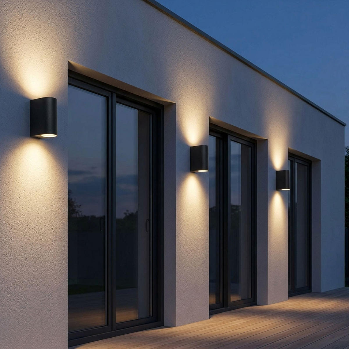 LED AUSSEN-WANDLEUCHTE Aluminium Schwarz 2er Set - Schwarz, Metall (6.8/15/9.2cm)