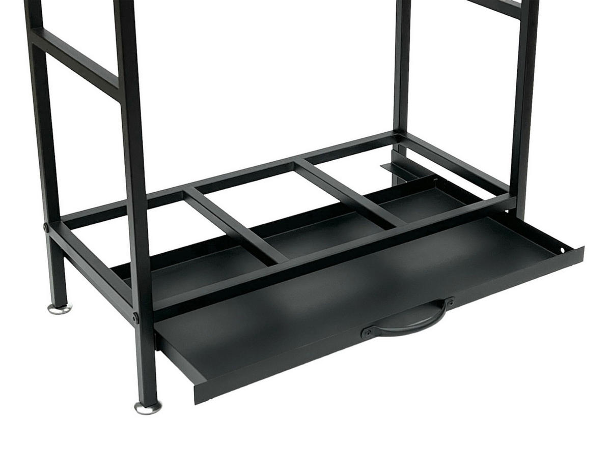 KAMINHOLZREGAL mit Schublade Metall Schwarz 80 cm 96356 - Schwarz, Metall (50/80/25cm) - DanDiBo