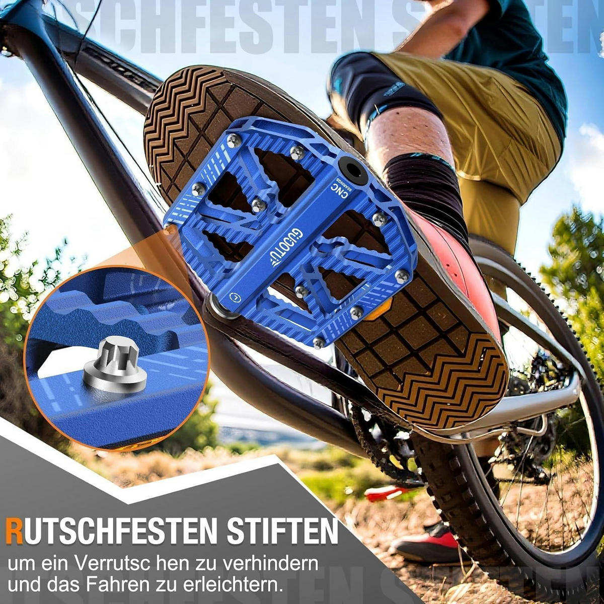 FAHRRADPEDALE Aluminium Blau mit Reflektoren - Blau, Metall (10/1.5/12cm)