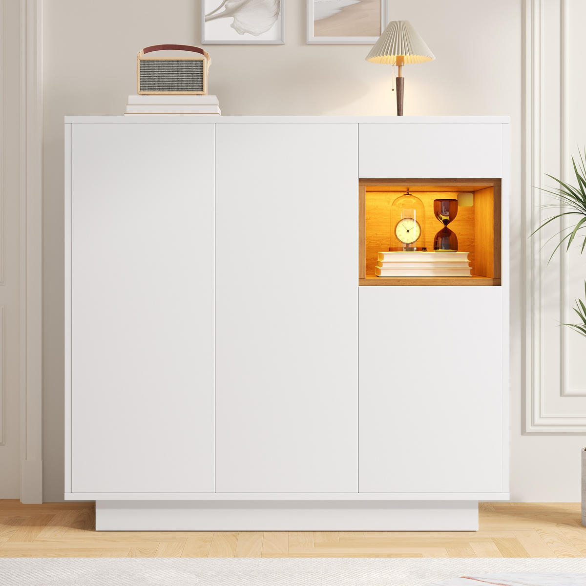 SCHUHSCHRANK 14-18 Paar weiß Holz - Naturfarben, Holzwerkstoff (105/100.5/39.5cm) - LEBENLANG