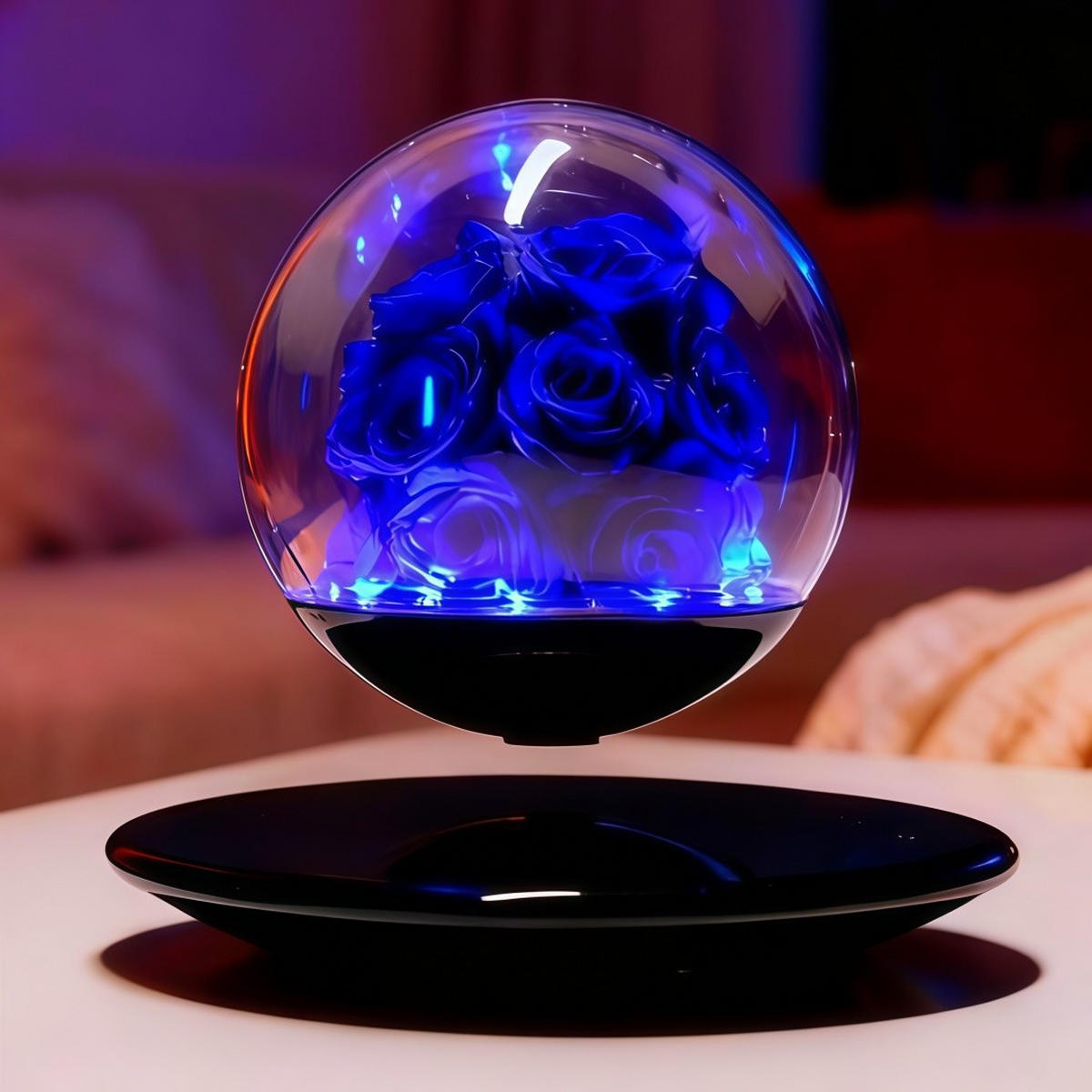 TISCHLEUCHTE Magnet Schwebend Rose LED - Pastellblau, Glas (28/28/25cm) - Weltevree