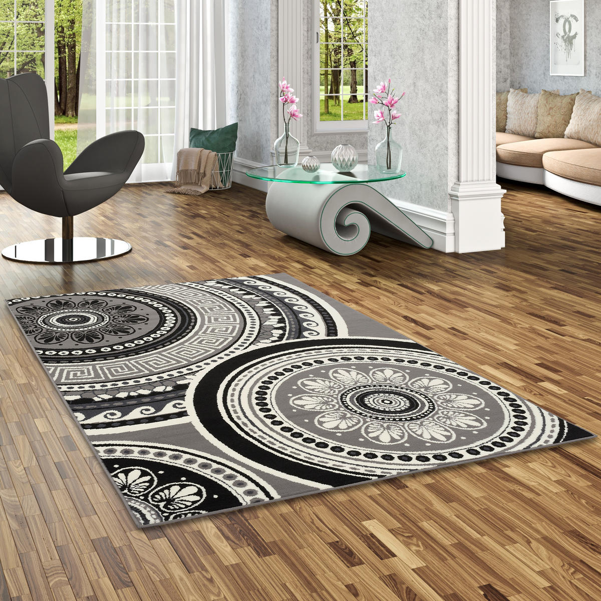 TEPPICH TRENDLINE MANDALA - Schwarz, Textil (140/200cm) - Pergamon