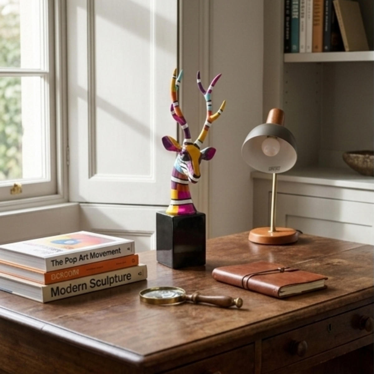 SKULPTUR Hirsch54 Bunt Handbemalt - Multicolor, Kunststoff (15/54/15cm) - JUNG