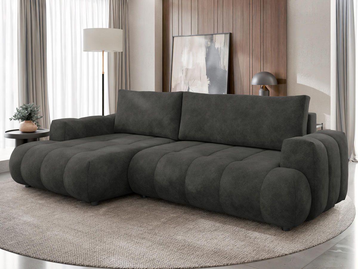 ECKSOFA Haiti, Seite: Links LC+2R - Anthrazit/Schwarz, Holz/Textil (276/156cm) - MIRJAN24