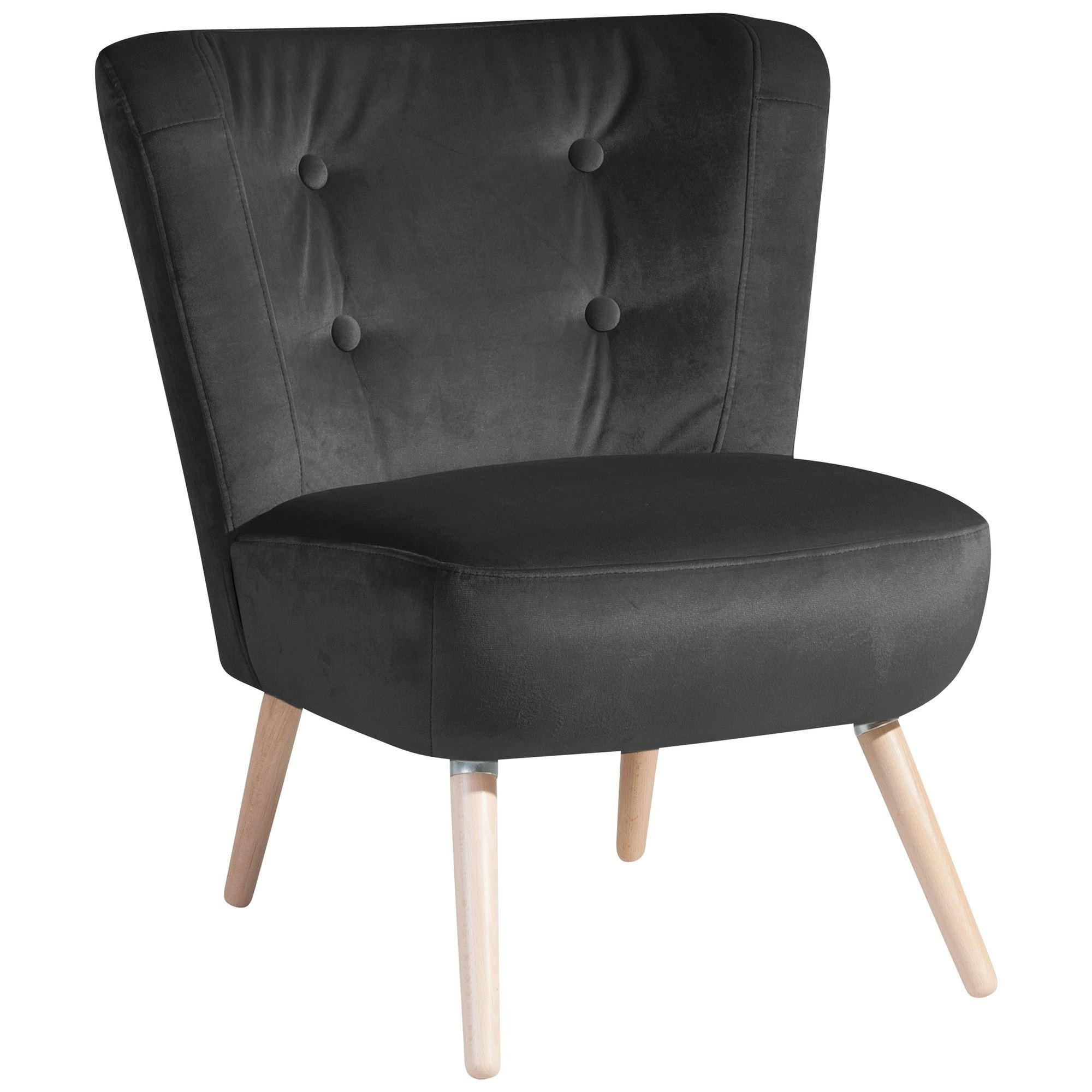 SESSEL Kassi Bezug Samtvelours Buche natur / anthrazit - Anthrazit, Kunststoff (69/80/68cm) - 58aufmkessel