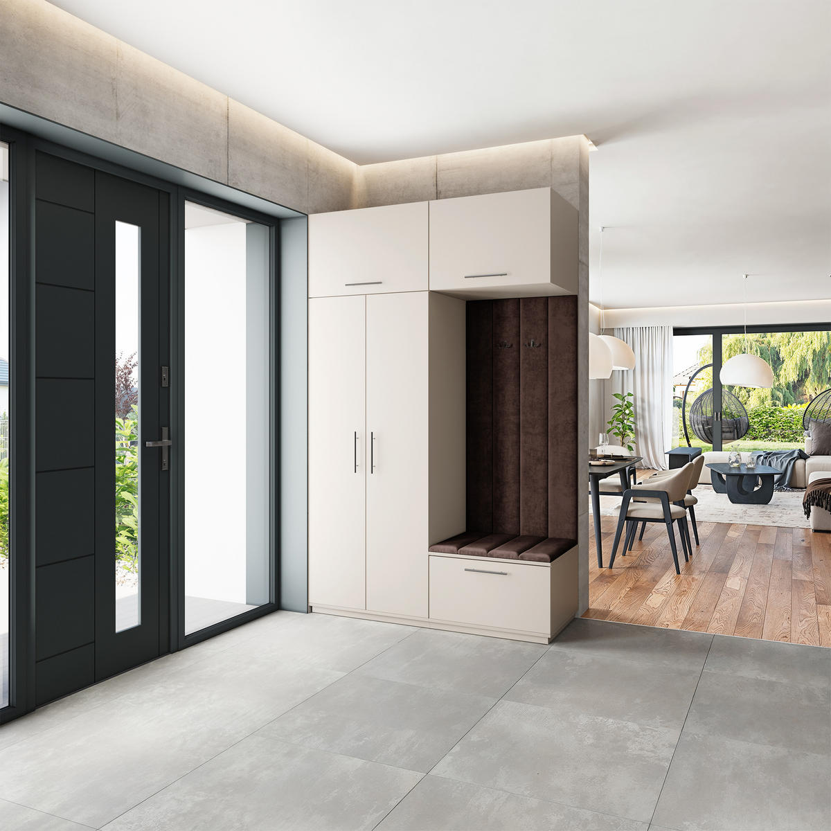 GARDEROBENSCHRANK REMA 150/240/60 cm Modern Garderobe-Set Kaschmir - Kaschmir/Braun, Holzwerkstoff (150/240/60cm) - MASSENO