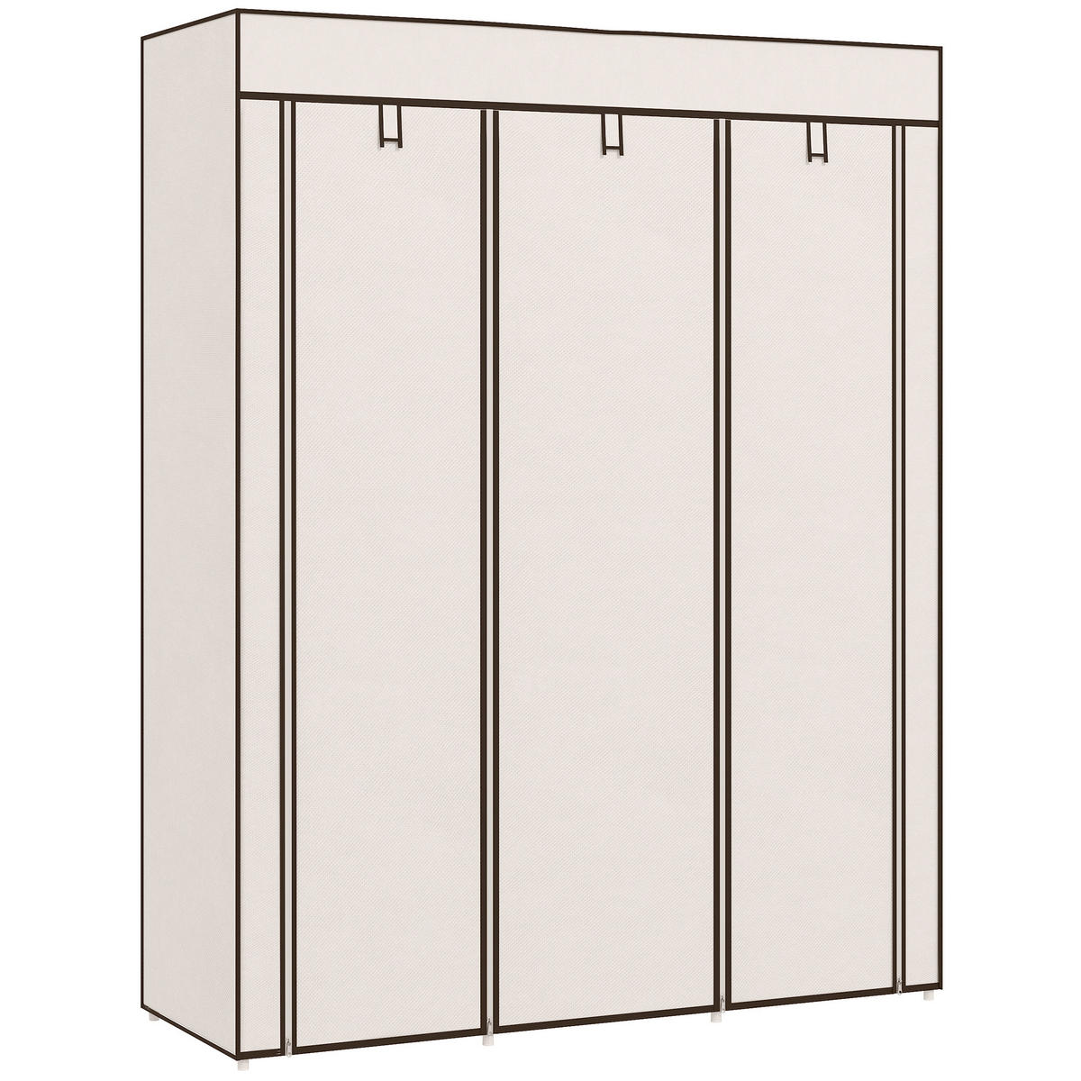STOFFSCHRANK DE-17214 8 Böden & 2 Kleiderstangen Creme - Creme, Metall (43/162.5/125cm) - ComfortXL