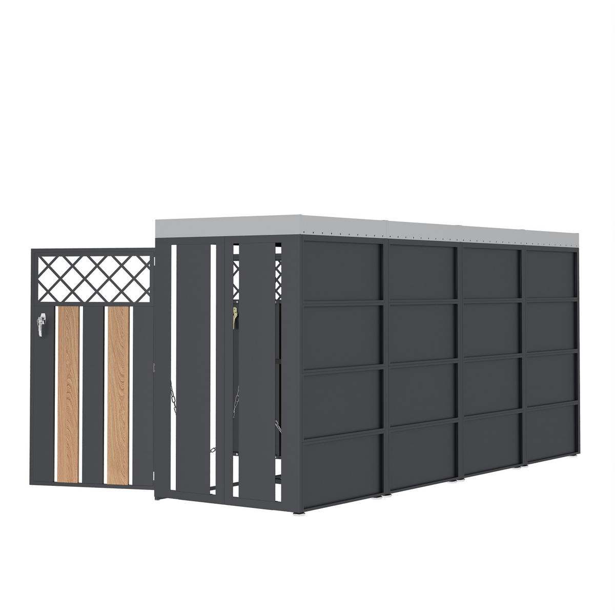 MÜLLTONNENBOX 4 Türen abschließbar Pflanzdach Belüftung - Multicolor, Metall (160/163/264cm) - FLIEKS