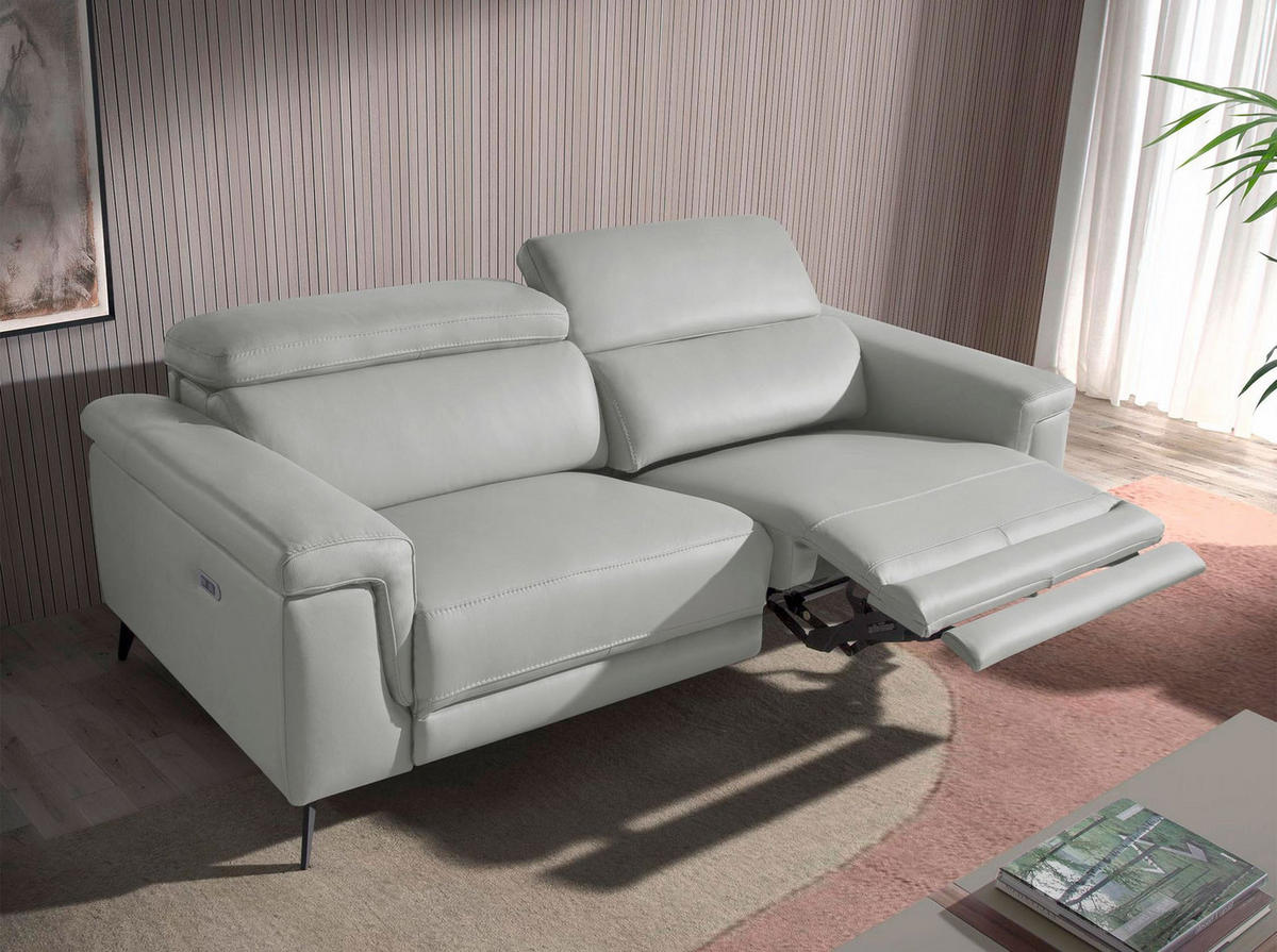 SOFA 2-sitziges relaxsofa aus grauem leder 170/103/99 cm - Hellgrau/Schwarz, Leder (170/99/103cm) - ANGEL CERDA