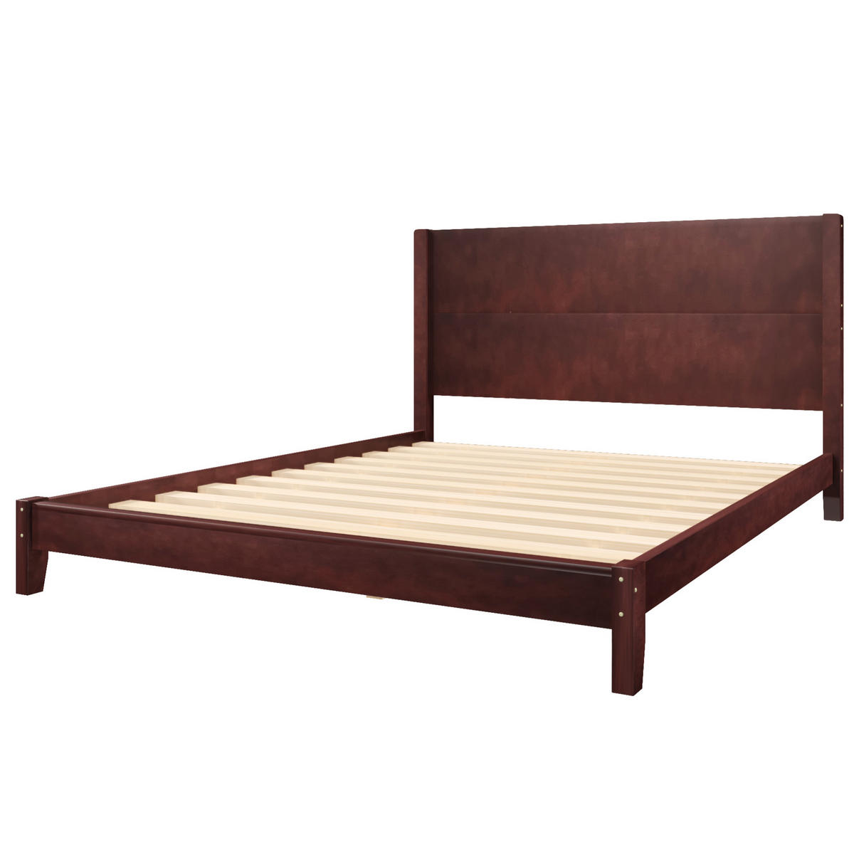 PLATTFORMBETT 160/200 cm mit Kopfteil und Lattenrost aus MDF und Kiefer, Braun - Braun, Holzwerkstoff (160/200cm) - Redom