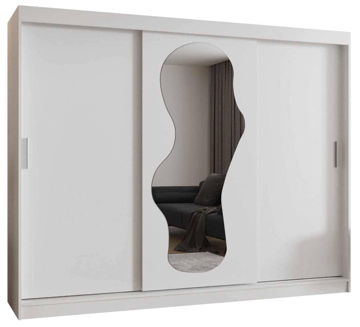 SCHWEBETÜRENSCHRANK 200/250/62 3-türig - Silberfarben/Weiß, Holz (250/200/62cm) - MÖBEL KRYSPOL